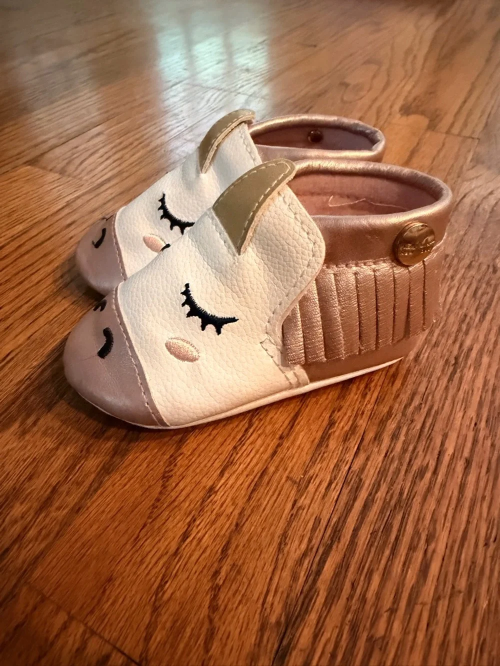 Nicole Miller Girls Unicorn Slip-On Shoes in White & Gold